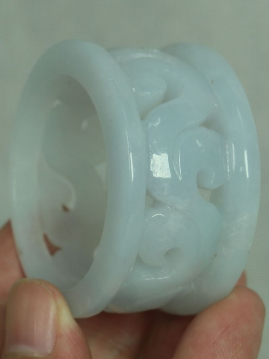 53 mm Certified Icy White 100% Natural A Jade jadeite Bangle Bracelet - Picture 4 of 9